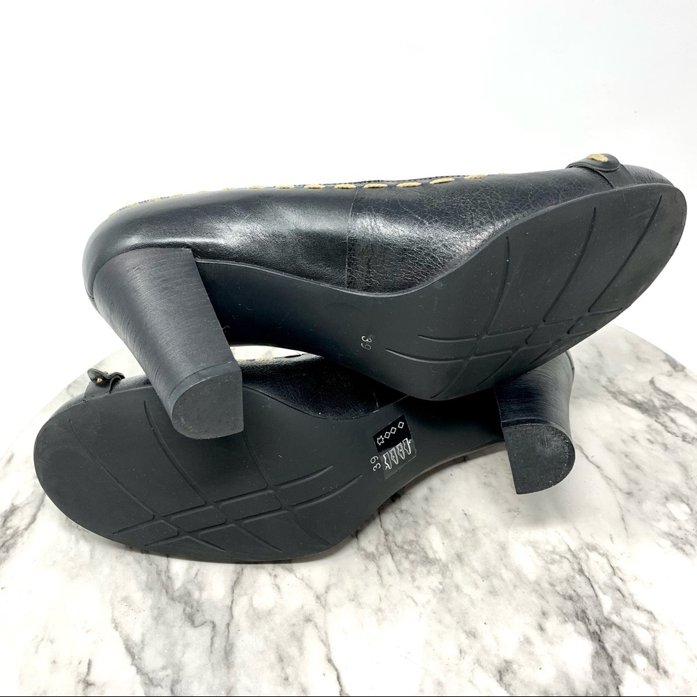 RSVP Collection Contrast Stitch Buckle hardware black leather pumps 9 classic - Picture 8 of 14